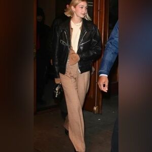 Favorite Daughter Tan Houndstooth Wide Leg Pants